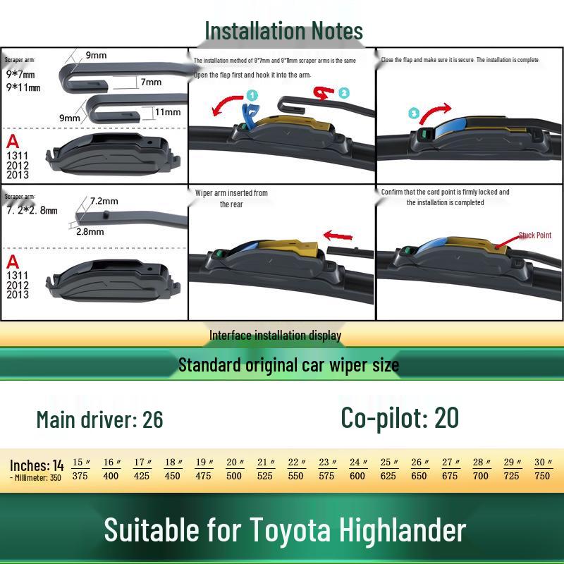 Toyota Highlander Frameless Silent Wiper Blade
