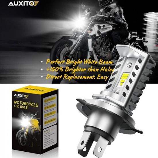 H4 9003 AUXITO LED White Motorcycle Headlight Bulb High Power 15000LM CANbus New