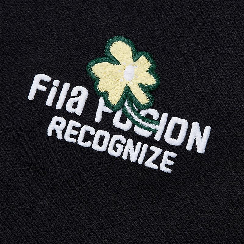 Fila Fusion Culture Minimalist Fashion Color Block Polo Short Sleeve Dress Women Dresses Black T11W432308FBK