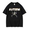 Autism Funny Skull T-shirt for Women, Autism Edge Skull Fans, Casual Round Neck Short Sleeve Large Casual Top