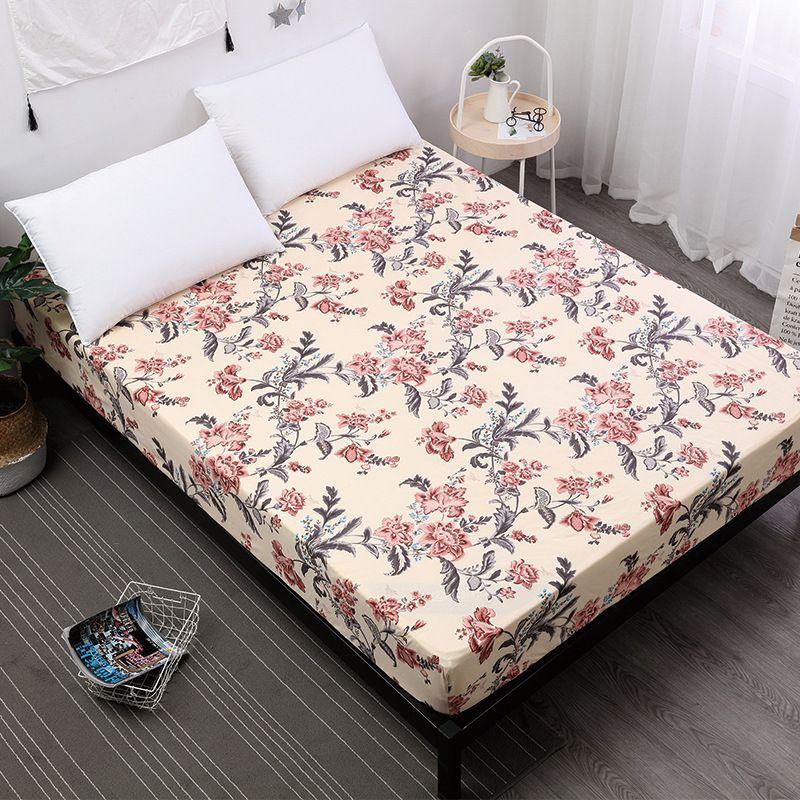 Cozy And Stylish Floral Stripes Mattress Protector Dustproof Fitted Sheet