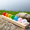 KRISININE 7-Color 40 Mm Crystal Cracked Glass Balls with LED Wooden Base (Home Décor Light for Meditation, Yoga, Relaxation)