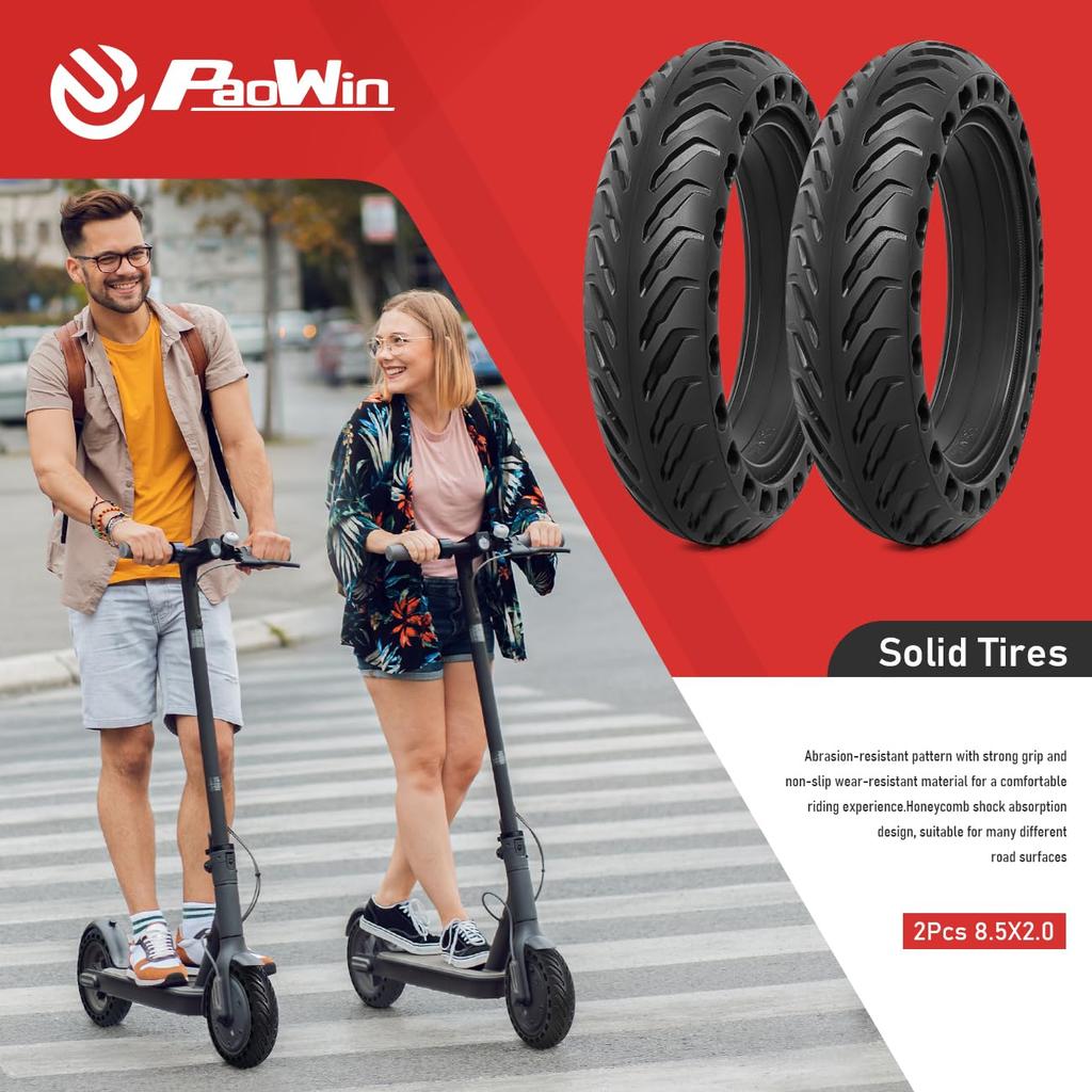 PaoWin 2-teiliges Set, 8 1/2x2.0 Reifen, 8 1/2x2.0 Rollerreifen, 8 1/2x2.0 Elektrorollerreifen, 8 1/2x2.0 Elektrisches Kickboard Reifen, 8 1/2x2.0 Reifen