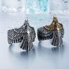 Vintage Gold Plated Eagle Feather Pattern Adjustable Unisex Titanium Steel Ring
