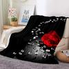 Red Roses Water Droplets Flannel Throw Blanket Valentine's Day Gift for Girls Women King Queen Size for Couch Sofa Living Room