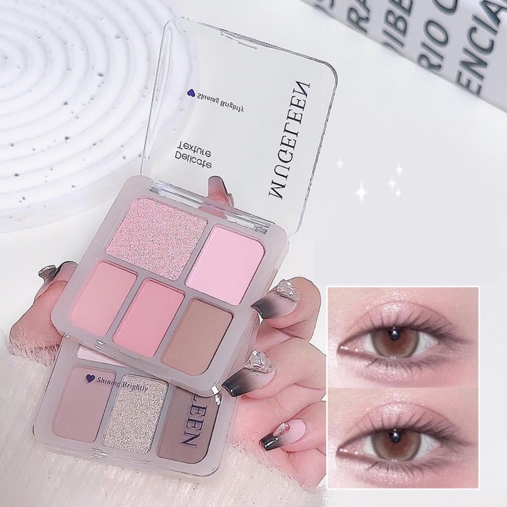 5-Farben Punk Smokey Lidschatten Palette Silbrig Schwarz Matt Schimmer Nude Rosa Lidschatten Langanhaltend Halloween Augen Make-up Kosmetik