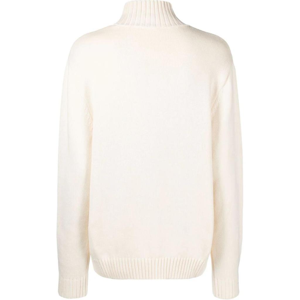 Adidas Solid Color High Neck Pullover Sweater Women sweater Off-White II8046