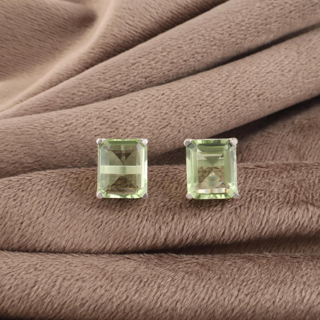 Green Amethyst Gemstone 925 Solid Silver Jewelry Handmade Women's Earrings 0.4" For Thanksgiving Gift EE-179-14