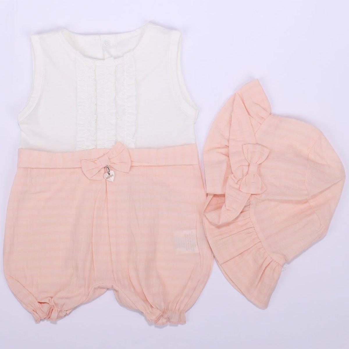 

Короткий комбинезон Baby Girl White Salmon Frilly Hat