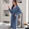Nightgown Women'S Spring And Autumn Pure Cotton Long-Sleeved Spring And Summer Long Bathrobe Pajamas Cotton Bathrobe Dressing Gown