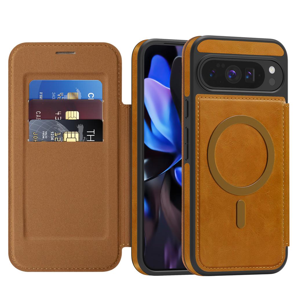 For Google Pixel 10 Pro Xl 9a 9proXl 8 Pro Card Holder Flip Magnetic Wireless Charging Business Retro Phone Case Leather Cover
