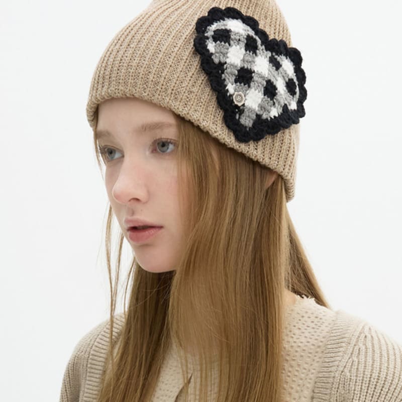 

Brown Hat Tricot Heart Beanie - Beige BEIGE