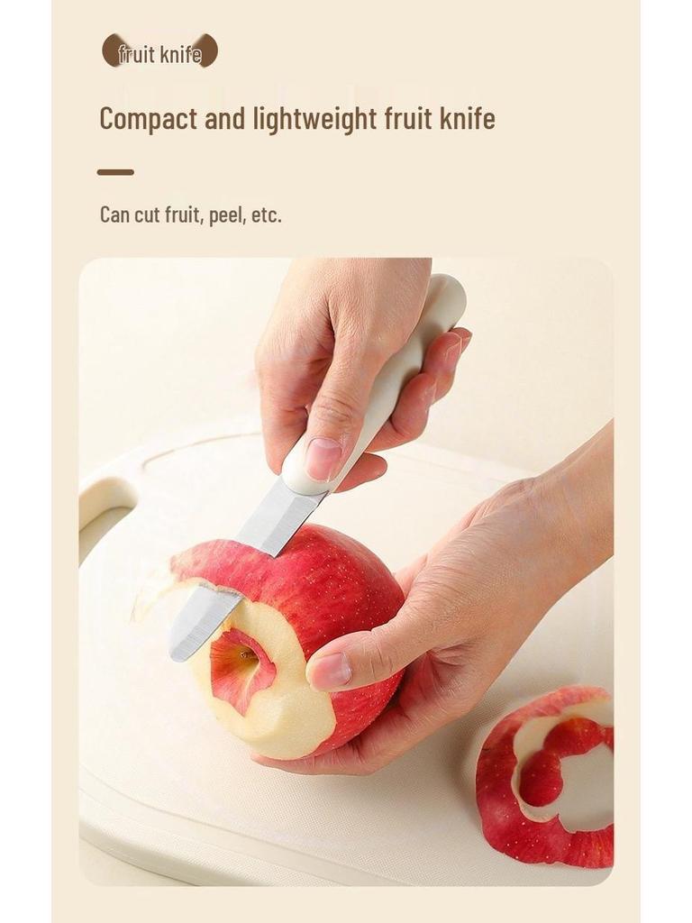 Stainless Steel Kitchen Knife Set with Cutting Board and Storage, Ideal for Baby Food and Dormitory Use
