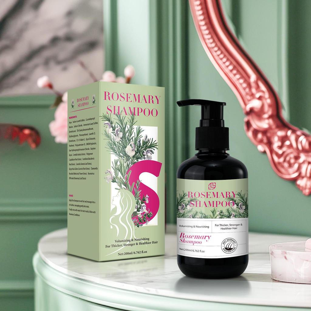 Szampon zagęszczający włosy z rozmarynem: Formuła zagęszczająca i wzmacniająca dla mężczyzn i kobiet - z olejkiem z drzewa herbacianego, biotyną, miętą - Do przerzedzających się, cienkich włosów