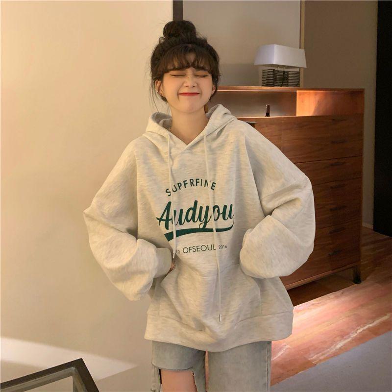 Damen Kapuzenpullover mit Kapuze, warm, weich, gepolstert, verdickter Kapuzenpullover, lockeres Studententemperament, Retro-Freizeit, Herbst und Winter, Kapuzenpullover