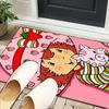Strawberry Hat And Cat Office Rug Chair Mat, Game Carpet, Suitable for Front Door, Bedroom, Living Room, Desk, Holiday Gift