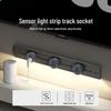 Universal Black Track Multi-function Power Strip with USB and Induction Light