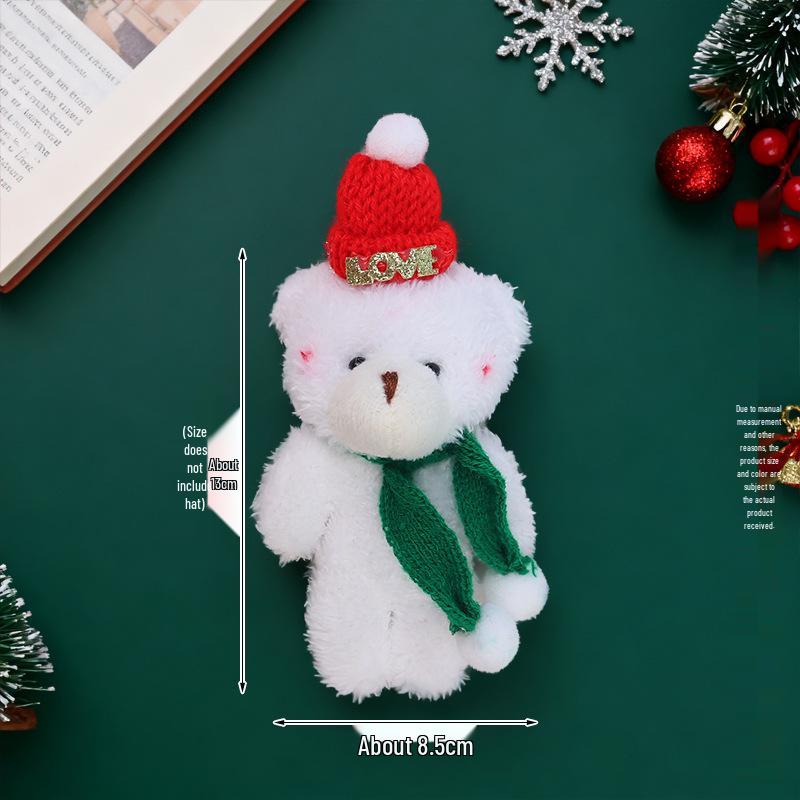 Christmas Blush Bear Plush Keyring with Scarf - Cute One-Piece Bag Charm Toy Gift