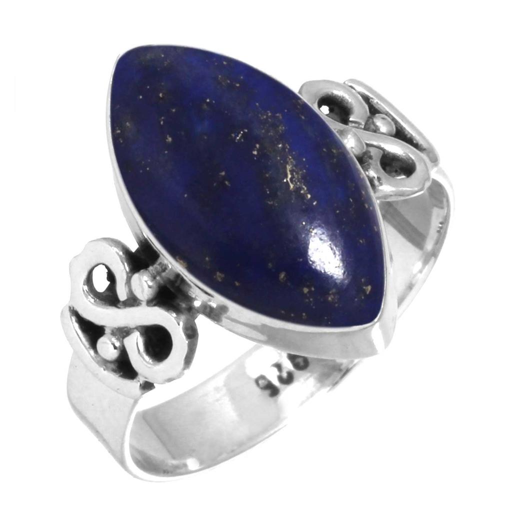 925 Sterling Silver Ring Women Gemstone Handmade Jewelry Halloween Gift Blue Green Purple Copper Turquoise Pearl Lapis Mother Of Pearl Victorian