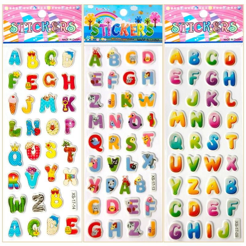 6/12 Sheets Letters Number 3D Puffy Stickers English Alphabet Birthday Festival Gift for Adult Boy Girl Scrapbook Decoration ZYF