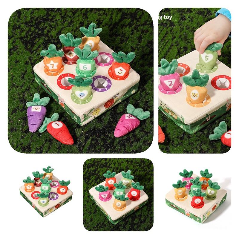 Educational Plush Toy For Children Shape Color And Number Recognition Farm Carrot Puller
