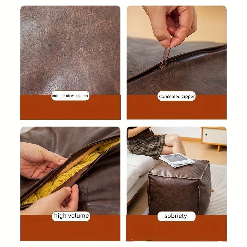 Luxury Light Leather Mat Tatami Floor Storage Seat Cushion Living Room Household PU Leather Seat Cushion Old Clothes Storage Bag