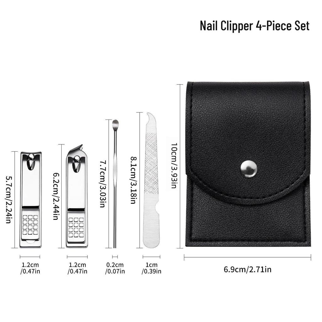 Nail Clipper & Angled File Set with Ear Pick - Manicure Tools for Women