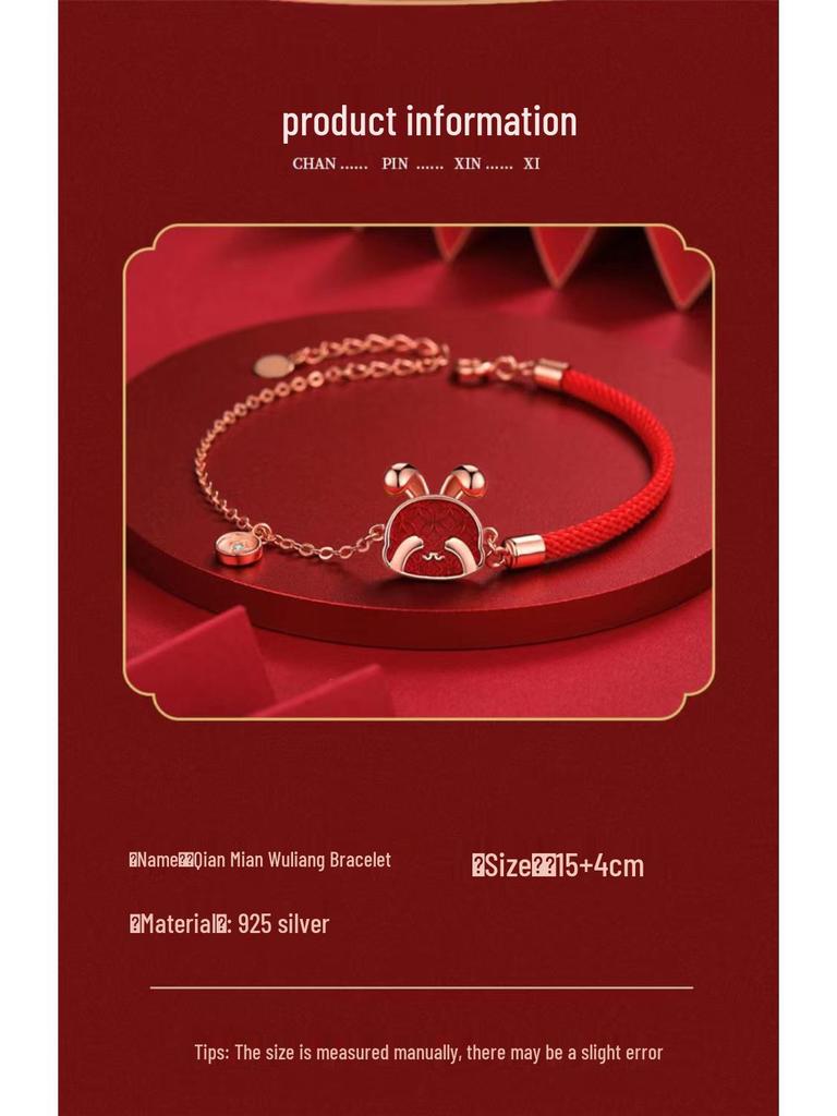 2023 Year of the Rabbit Zodiac Red Rope Bracelet – Women's Lucky Charm and Christmas Gift