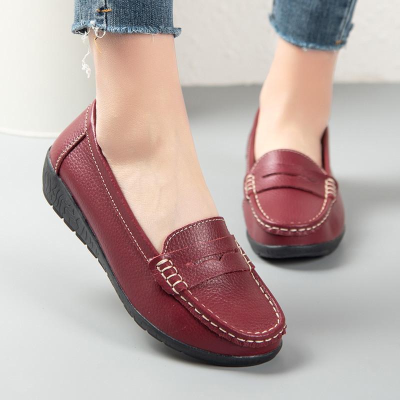 Leather Womens Loafers With Soft Pu Insole For Casual Summer Wear