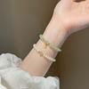 Nearly Round Natural Freshwater Mini Rice-shaped Pearl Bracelet for Women, Summer Hetian Jade Niche Light Luxury Stackable Wear
