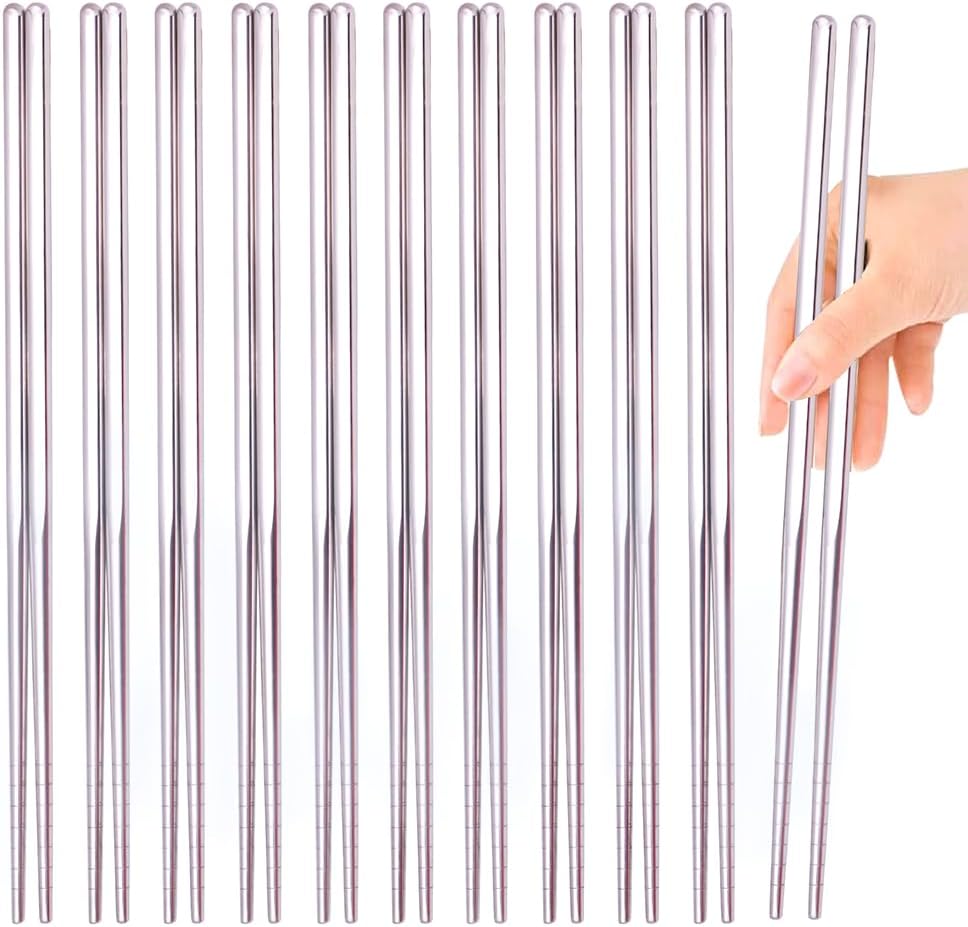 Stainless Steel Chopsticks Household Round Metal Chop Sticks Japanese Sushi Food Stick Kitchen Tableware Cutlery Sets