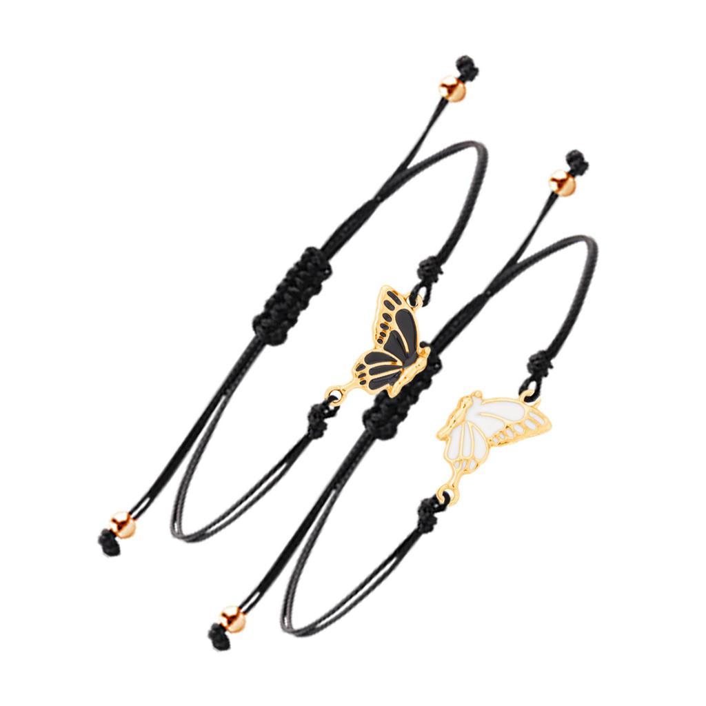 2pcs Matching Bracelets Butterfly Friendship Adjustable Strand Best Friends Bracelets Handmade Charm Couples Jewelry