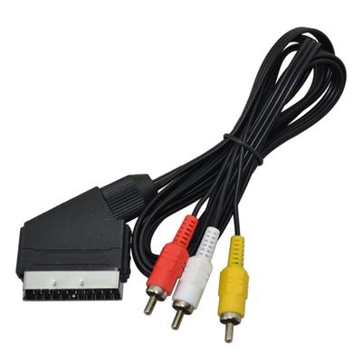 1.8m Scart To 3 RCA Male Cable Plug Composite AV Audio Video Cable for NES for FC Audio Video Cable TV Lead
