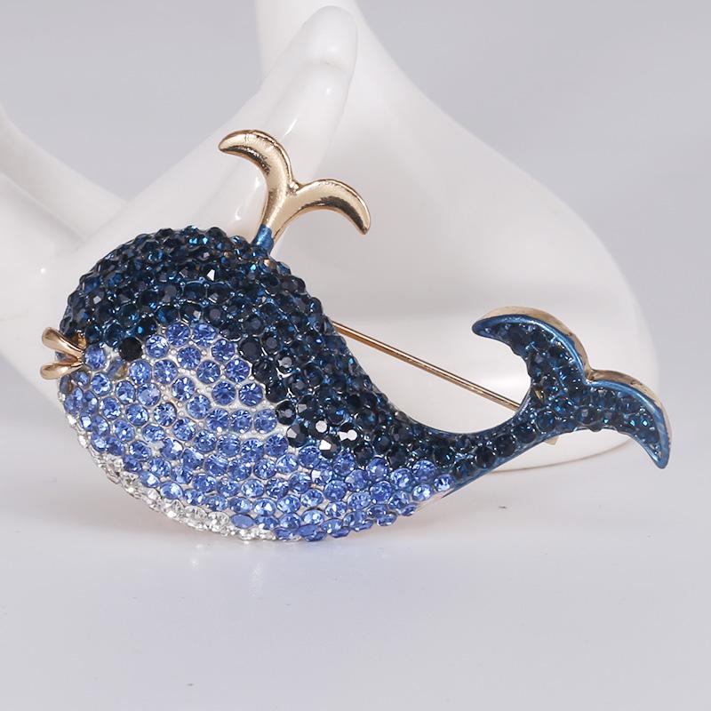 Fashion Enamel Whale Brooches for Women Rhinestone Sea Animal Pins Event Party Gifts New Backpack Decoration Clothes Accessories