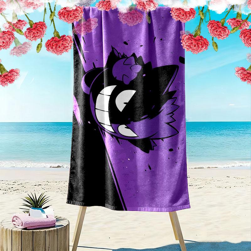 Gengar Print Beach Towel, Large Soft Quick Dry Towel for Beach Camping Swimming