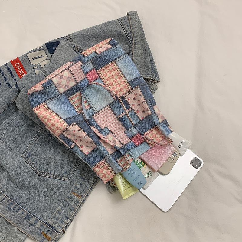 Lightweight Versatile Canvas Women's Bag, Tote Bag Women's Large-capacity Student Leisure Bag Denim Shoulder Bag