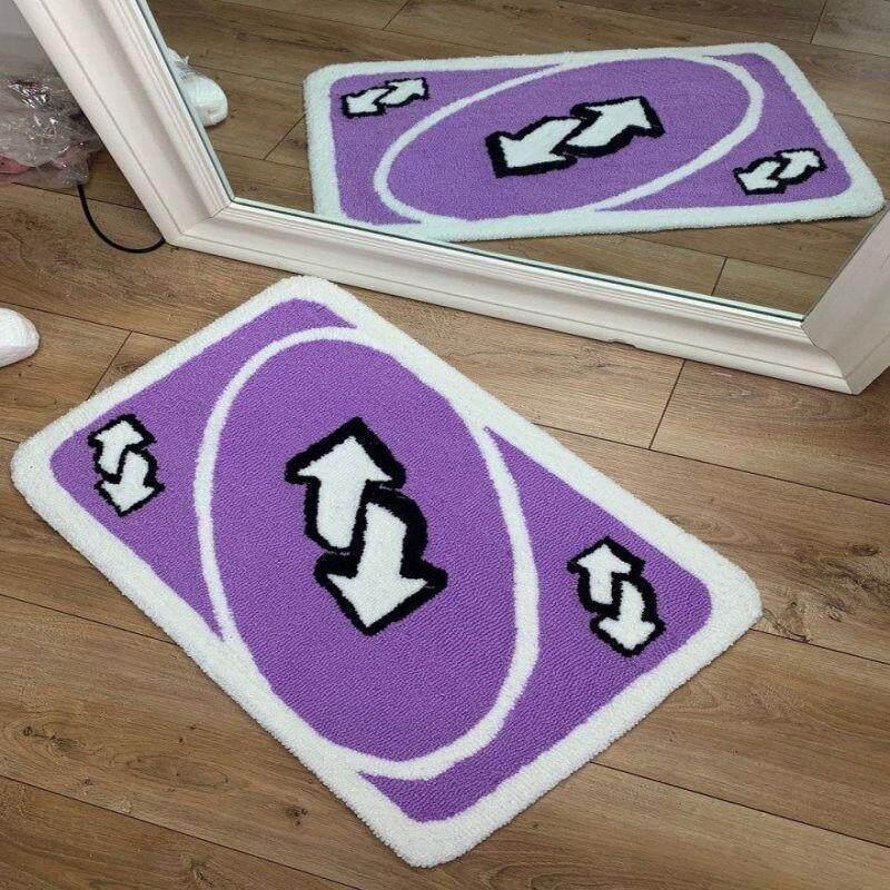VIKAMA Game Card Theme Floor Mat, Soft and Non-Slip, Bedroom Bedside Rug, E-Sports Room Living Room Floor Mat, Home Decoration