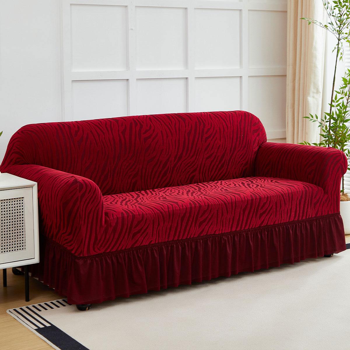 

1pc Elastic Fitted Sofa Slipcover Cationic Sofacouch Protector with Skirt Machine Washable Sofa Cover for Living Room Home Decor Single set