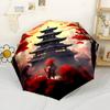 Cherry Blossom Pagoda Sunset Automatic Umbrella Compact 8-Rib Lightweight Durable for Outdoor Daily Use Elegant Women's Umbrella Spiritual Gift
