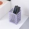 Pen Holder Nordic Style Electroplated Matte Finish Large Capacity Desk Organizer with Rubber Base Office Accessories