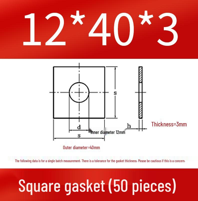 Thick Galvanized Square Iron Washer with Hole for M6-M24 Curtain Wall Use
