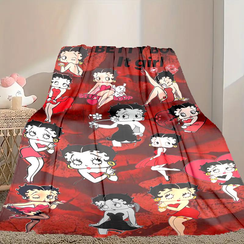 [Betty Boop Blanket] Soft Throw Blanket for Bed Sofa, Holiday Gift Blanket for Women Men Family Friend