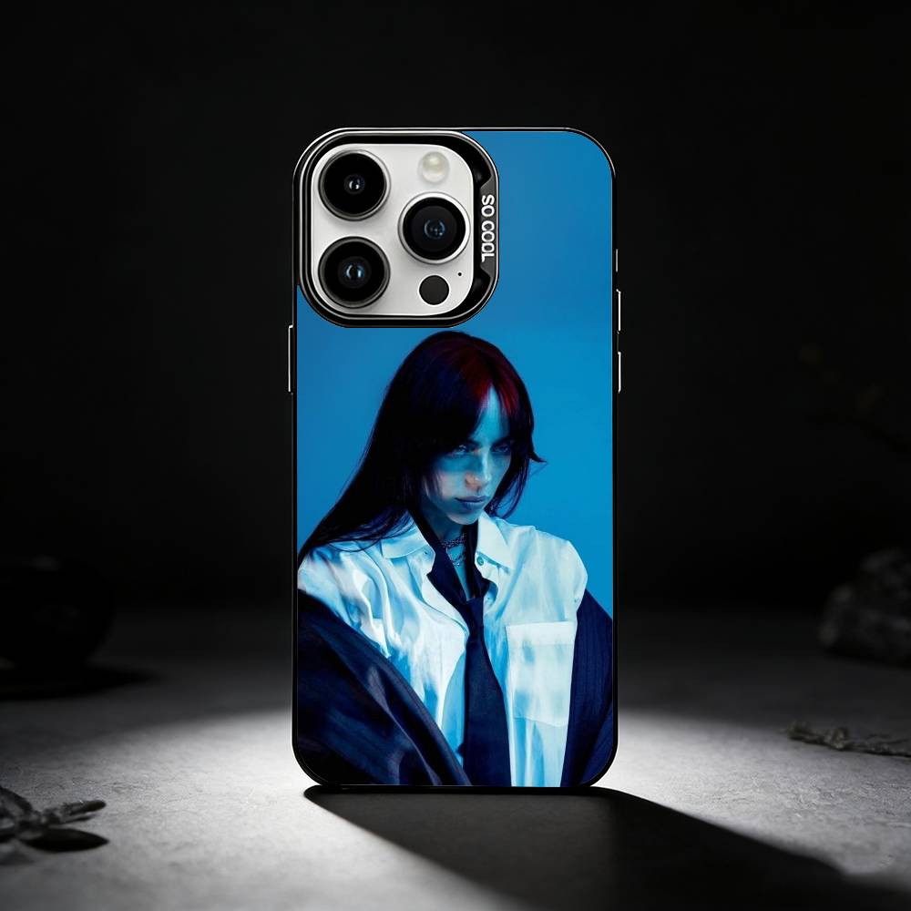 Billie B-BLUE Eilish Singer Phone Case For iPhone 17,16,15,14,13,12,11 Plus,Pro Max,XS,Colored Silver Phone Case