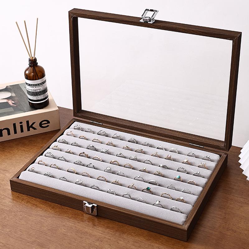 Walnut Wood Large Jewelry Box - Anti-Oxidation Storage for Rings, Earrings, Necklaces, and Bracelets