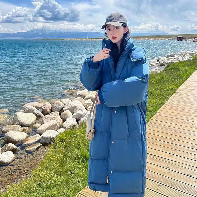 Down Jacket Women's Long Over-the-knee New Style Winter Loose Bread Coat Thickened Cotton Jacket