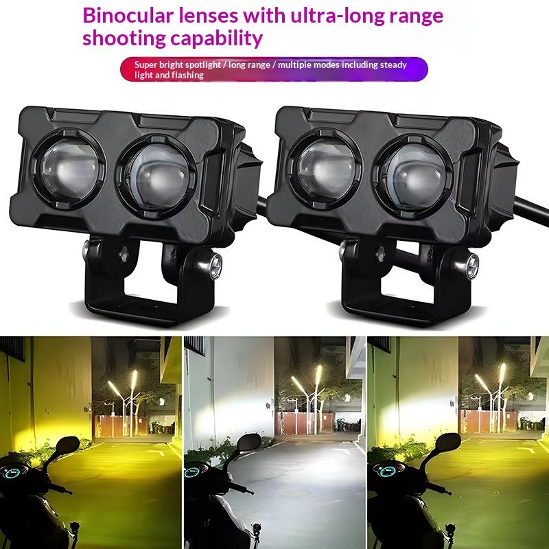 1/2Pcs Dual Color Motorcycle Headlight Fog Lamp Motorcycle Led Fog Lights Double Led Mini Driving Light