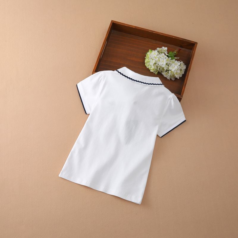 Dívčí polokošile léto Krátké rukávy Topy Dětské Bavlněné tričko Oblečení s límečkem pro děti 4-12 let Roztomilé oblečení