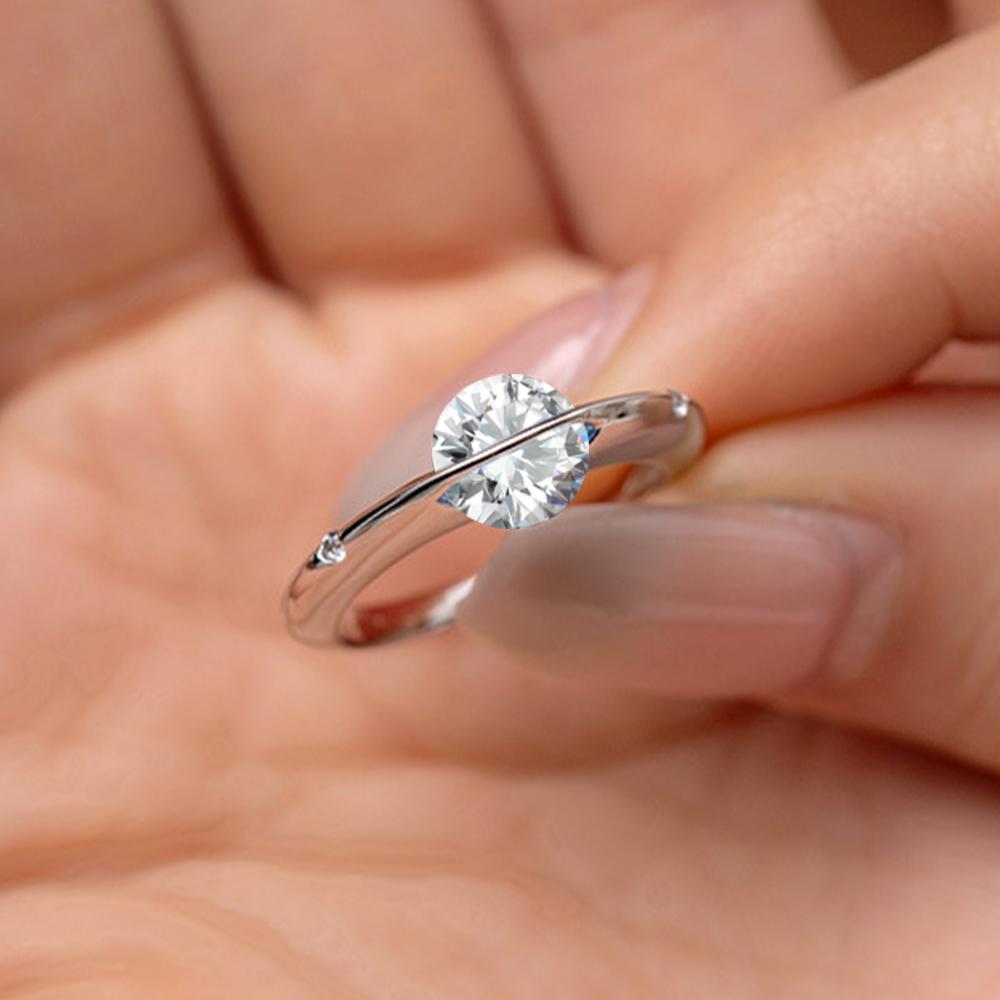 1Carat Moissanite Solitaire Engagement Ring for Women   CopperSpinning Planet Design Ring Wedding Bands Jewelry Gift