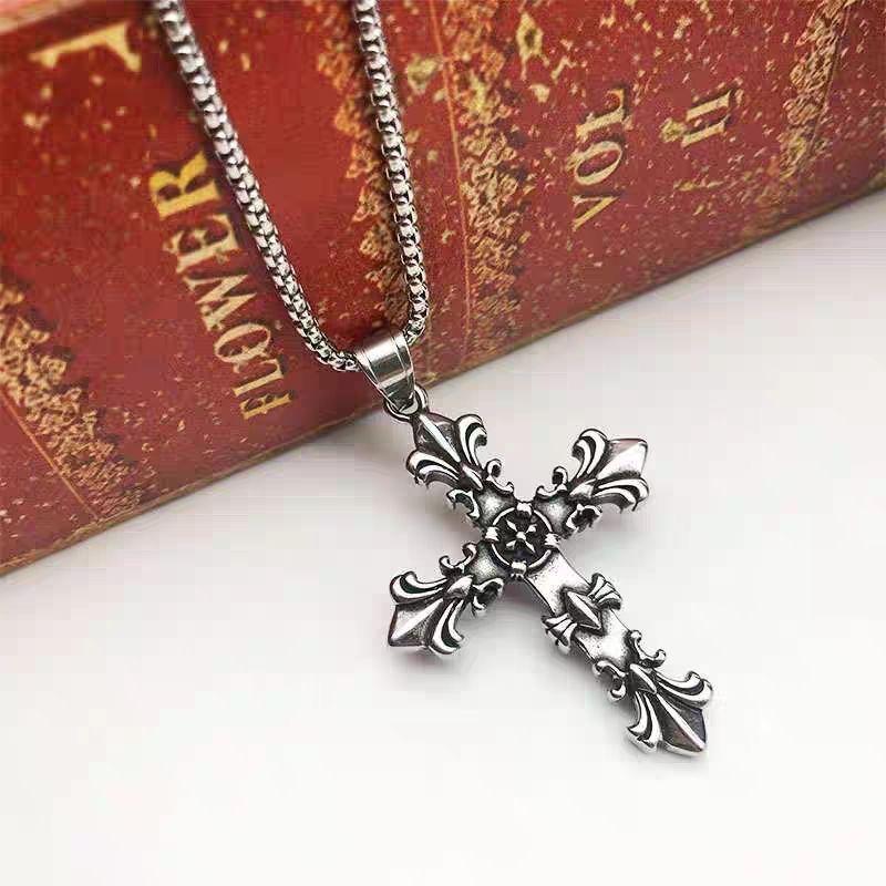 High Street Fashion Cross Pendant Necklace for Men, Student Graduation Gift