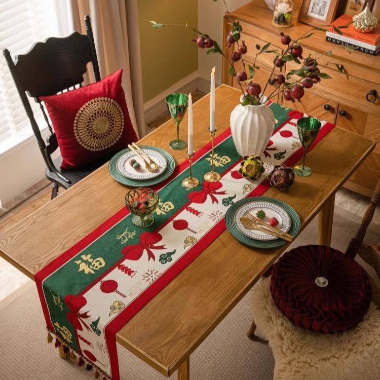 Luxury New Year Table Runner For Festive Decor Elegant Dining Table TV Cabinet Cover